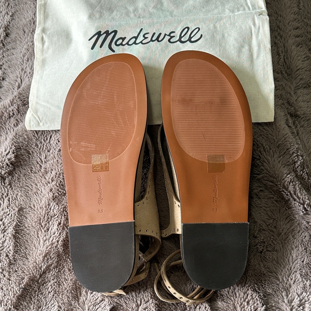 Madewell Tan Suede Ankle-Strap Thong Sandals - Picture 7 of 10